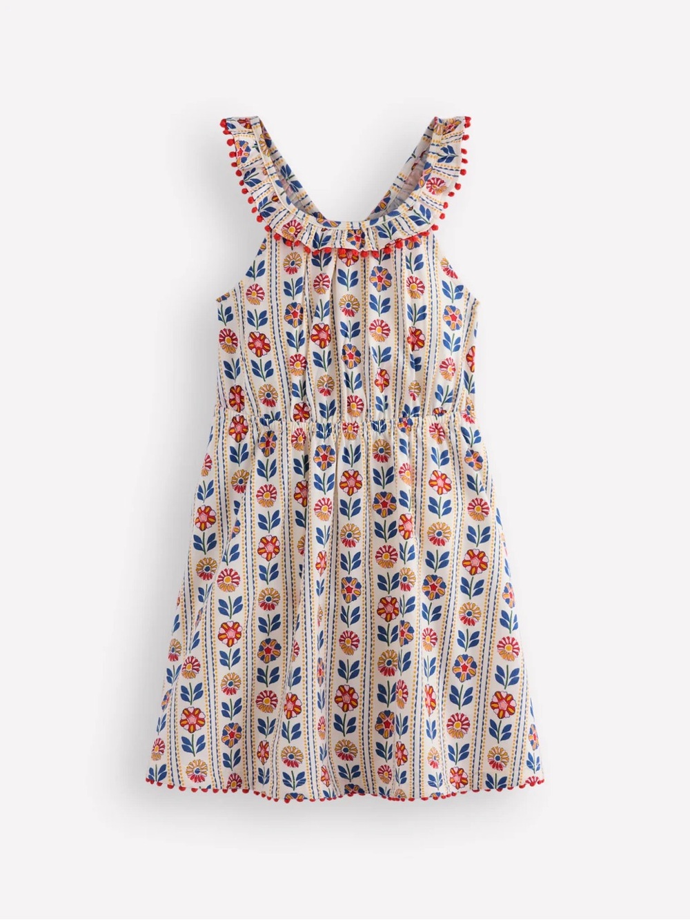New-like Mini Boden Ruffle Neck Trim Dress
Soft Ivory Woodblock Floral